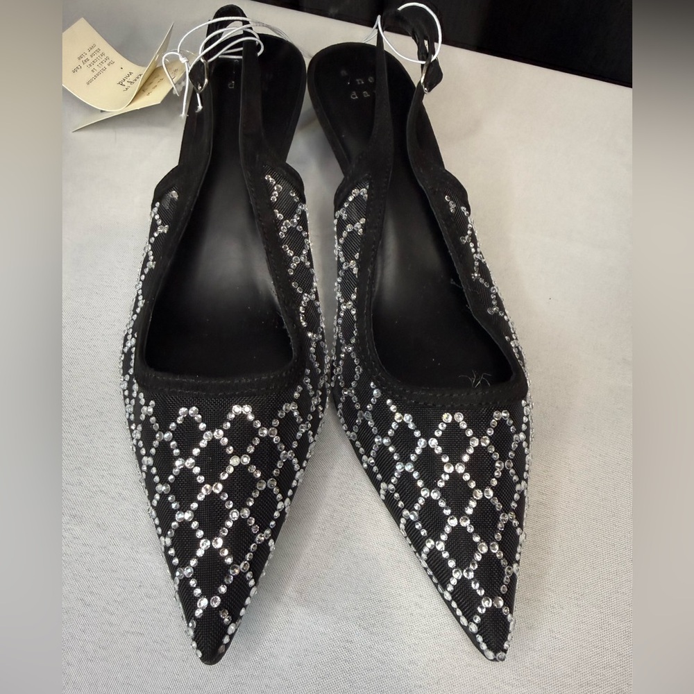 A New Day Black Rhinestone Heels NWT
